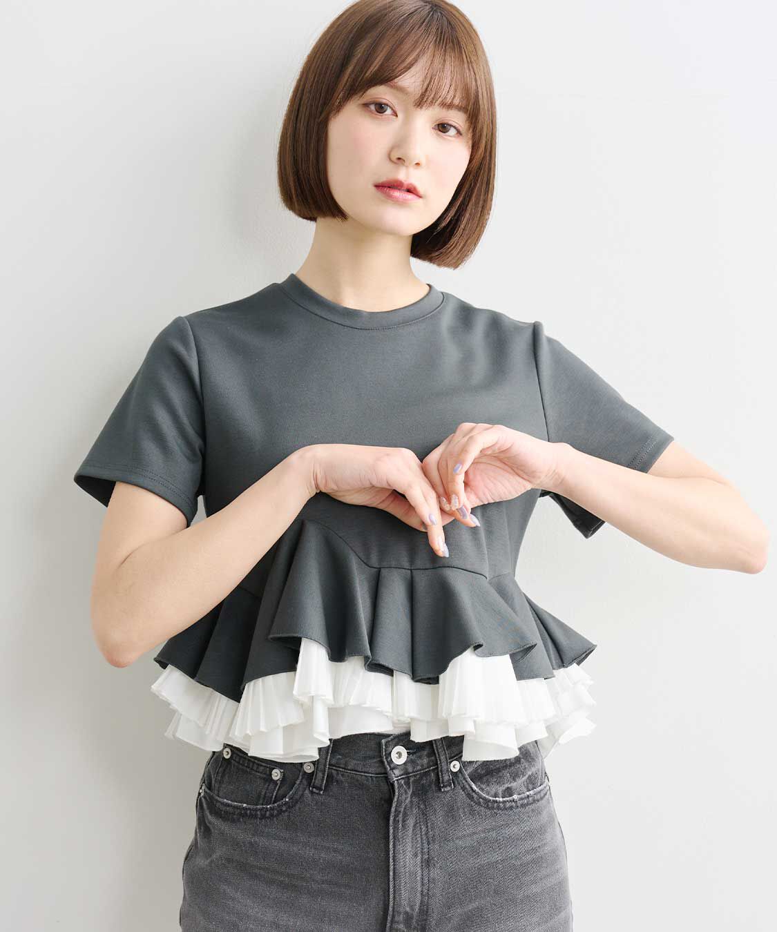 COCO DEAL「ランダムフリルペプラムトップス」|Tシャツ・カットソー|