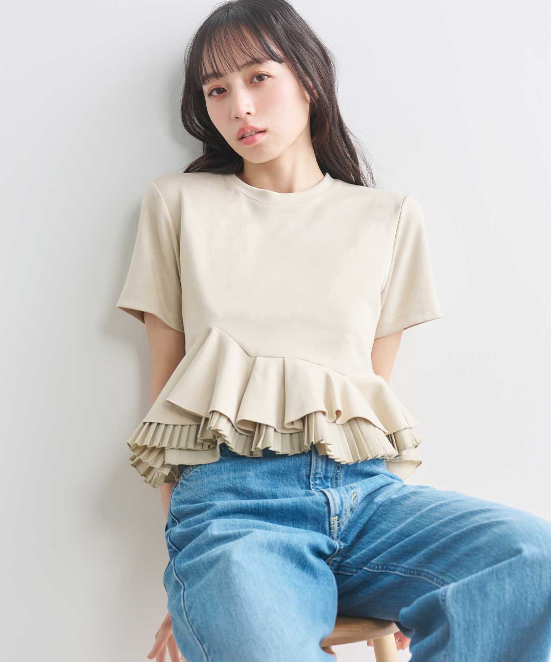 COCO DEAL「ランダムフリルペプラムトップス」|Tシャツ・カットソー|