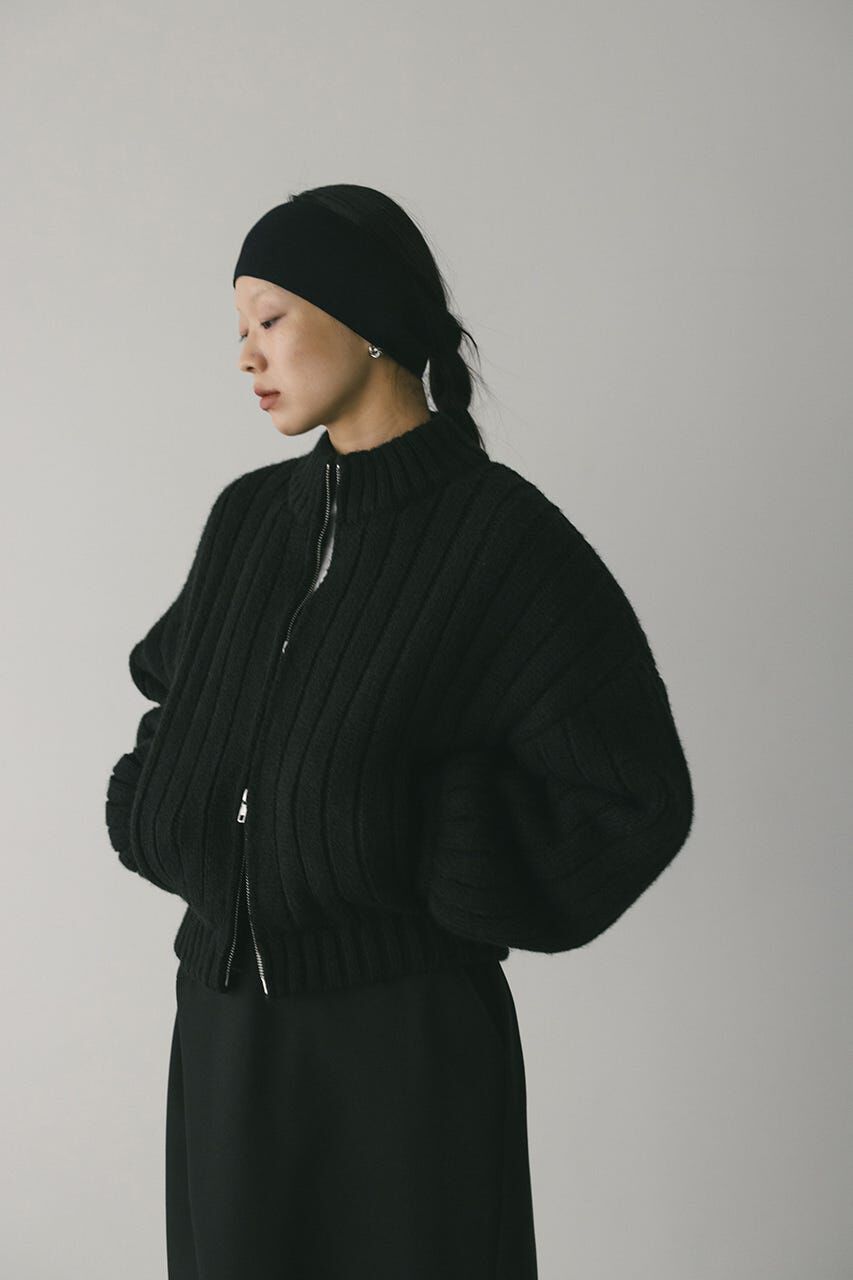 STYLEMIXER「パッファーニットジップカーデ」|カーディガン|BLK