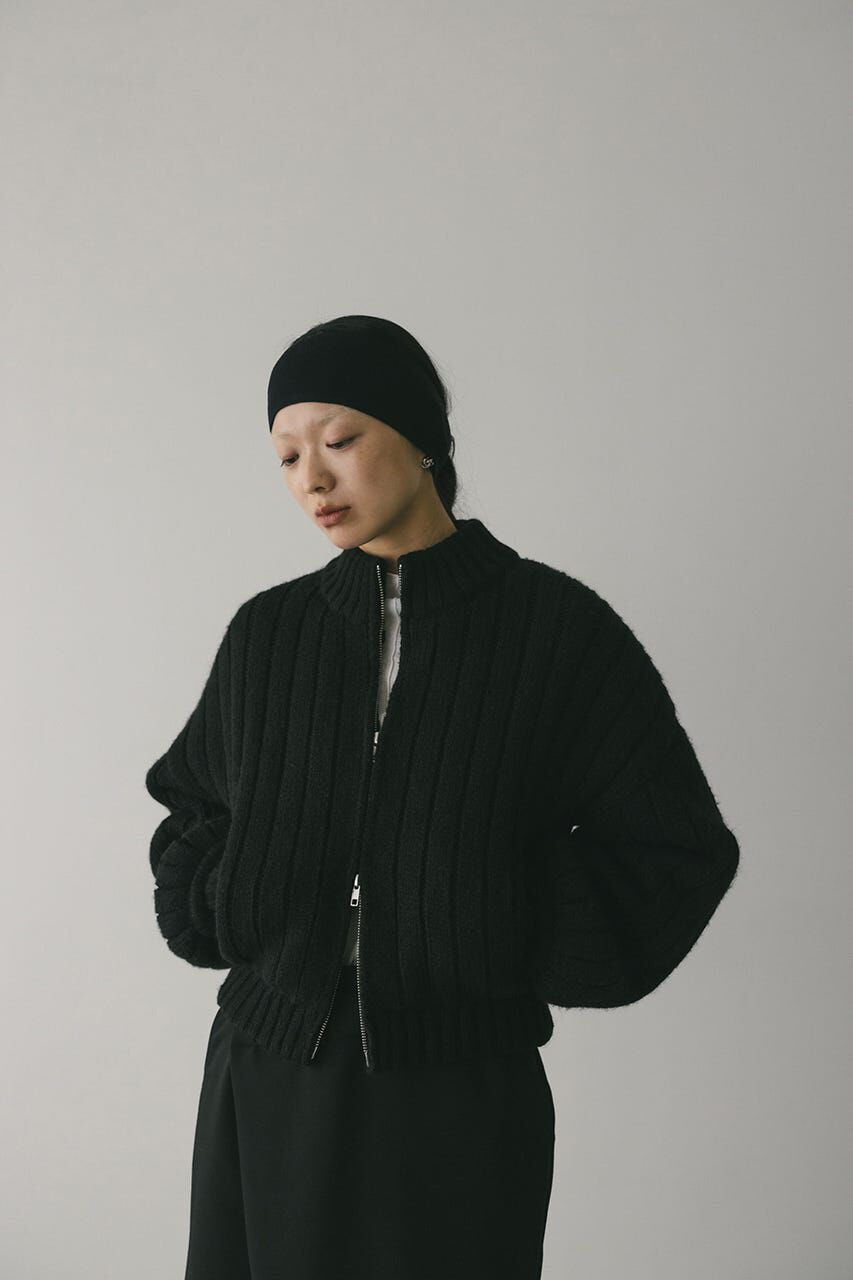 STYLEMIXER「パッファーニットジップカーデ」|カーディガン|