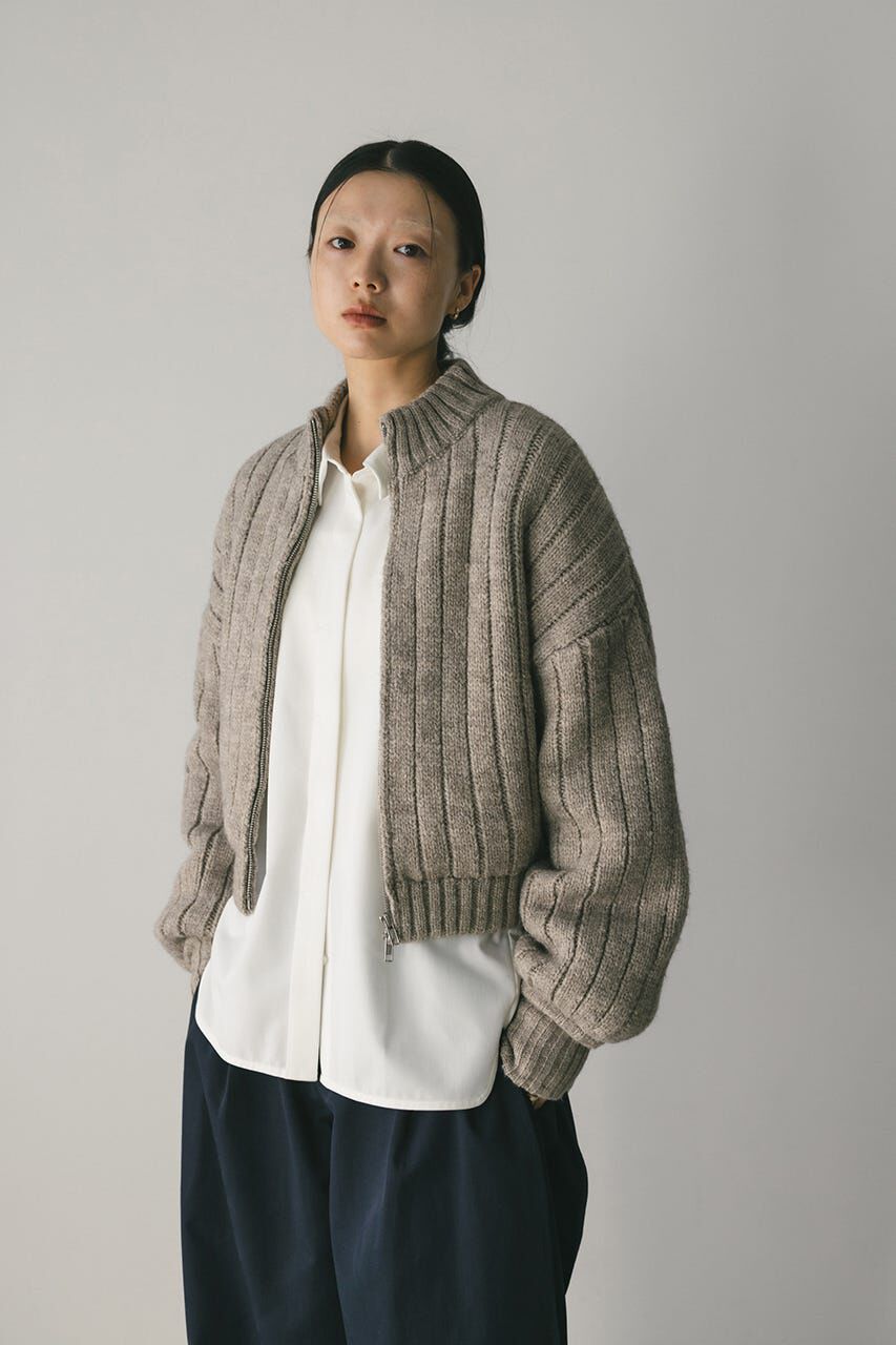 STYLEMIXER「パッファーニットジップカーデ」|カーディガン|