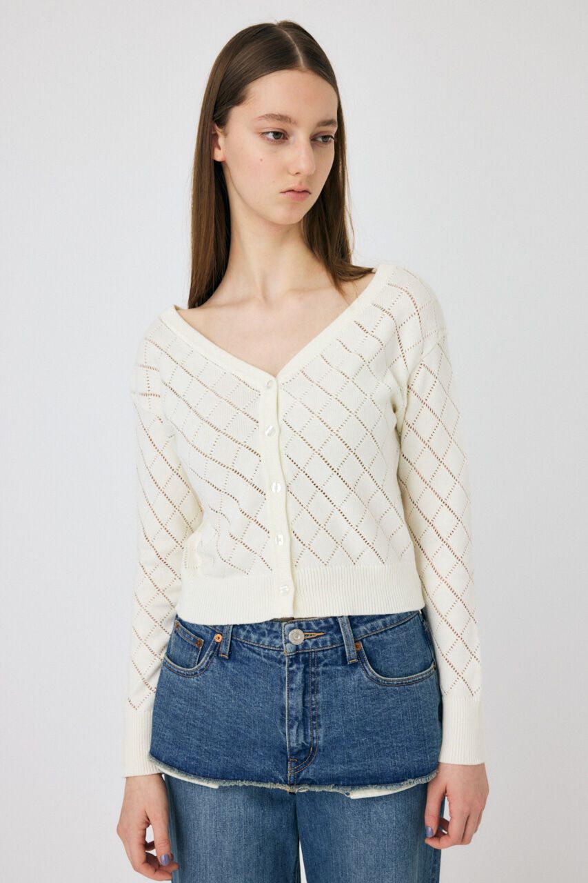 MOUSSY「EYELET ニットカーディガン」|ニット・セーター|