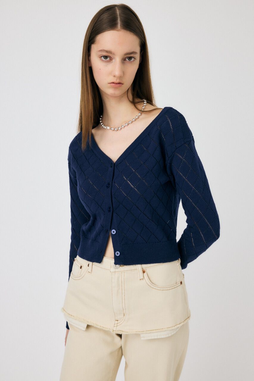 MOUSSY「EYELET ニットカーディガン」|ニット・セーター|