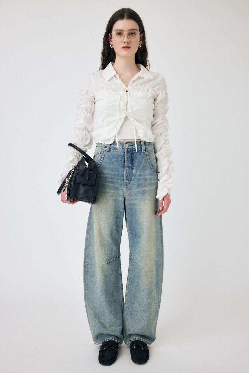 MOUSSY「FRONT TIE SHIRRING シャツ」|シャツ・ブラウス|