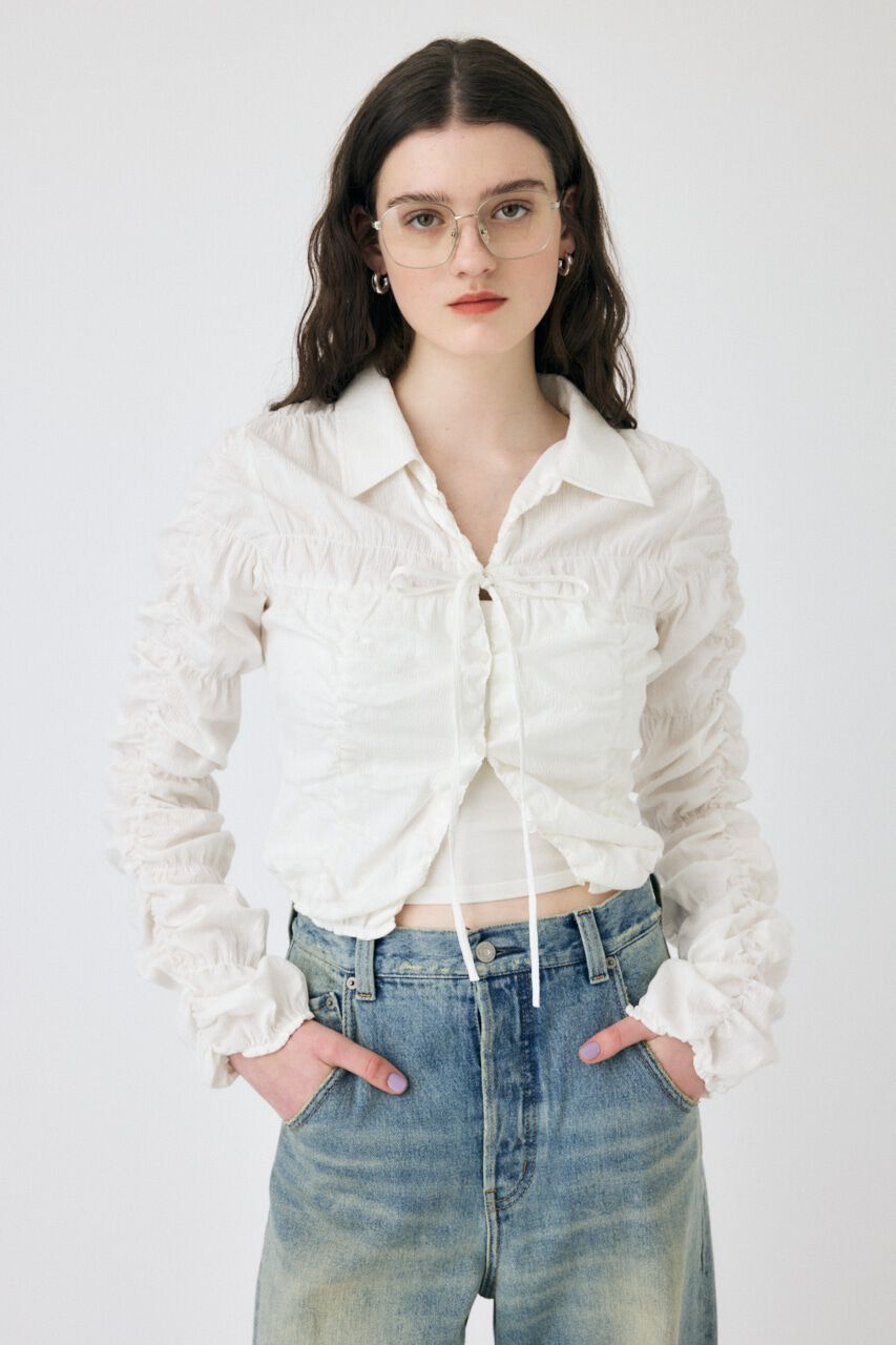 MOUSSY「FRONT TIE SHIRRING シャツ」|シャツ・ブラウス|