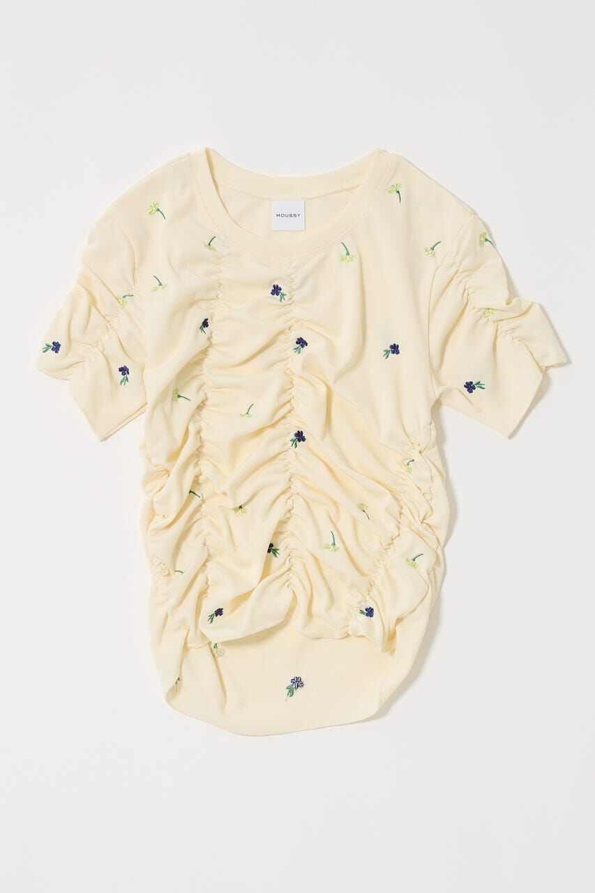 MOUSSY「FLORAL RANDOM ギャザーTシャツ」|Tシャツ・カットソー|