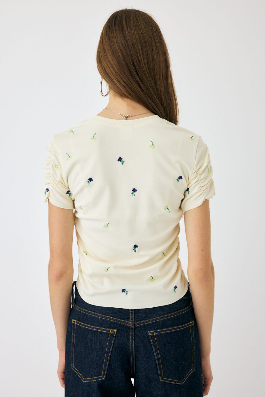 MOUSSY「FLORAL RANDOM ギャザーTシャツ」|Tシャツ・カットソー|