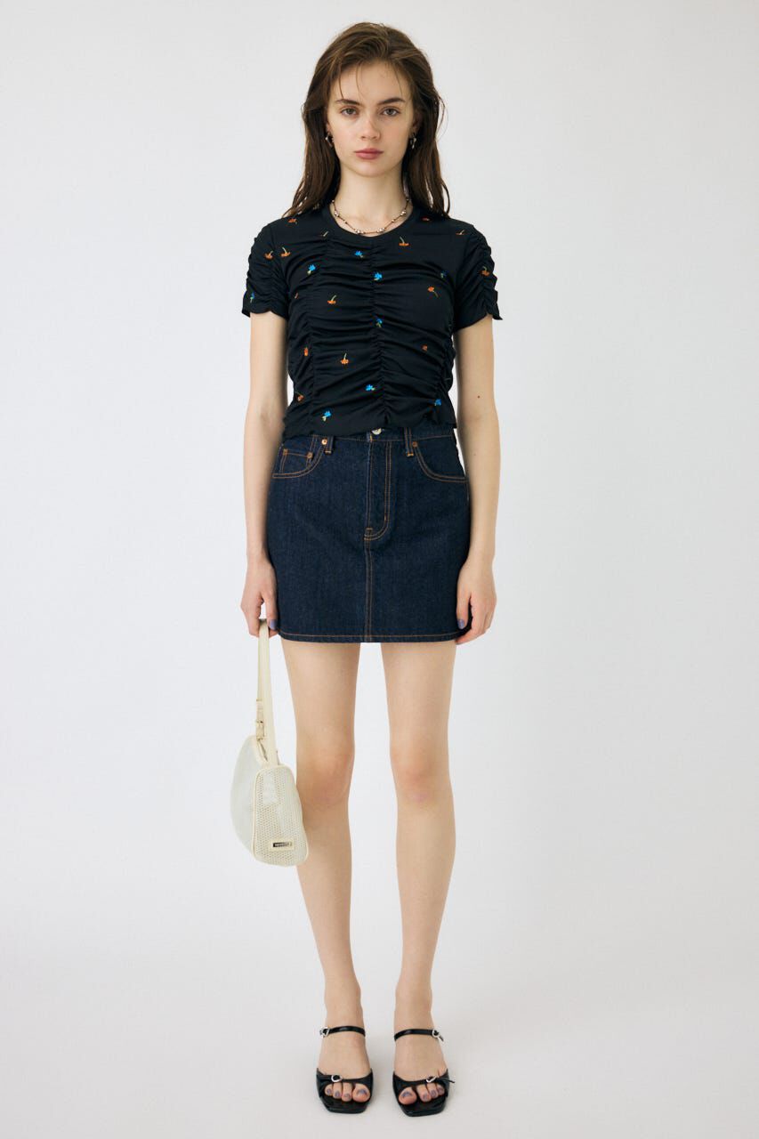 MOUSSY「FLORAL RANDOM ギャザーTシャツ」|Tシャツ・カットソー|