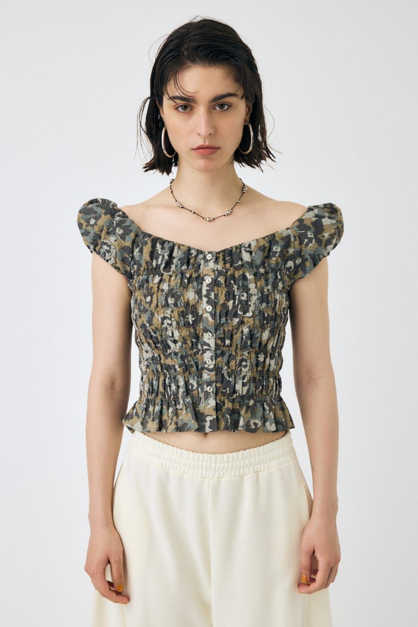 MOUSSY「OPEN NECK GATHER ブラウス」|シャツ・ブラウス|