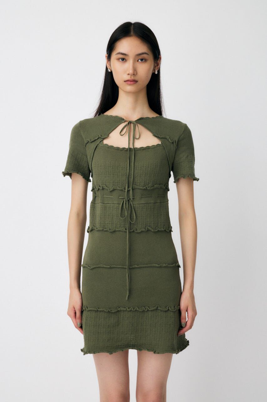 MOUSSY「BOW DESIGN KNIT ミニ  ドレス」|ワンピース|