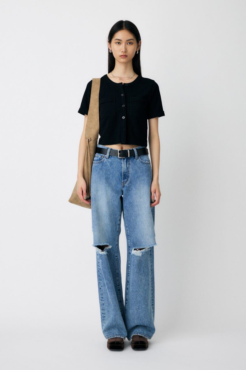 MOUSSY「BOUCLE TWEED ハーフスリーブカーディガン」|その他|