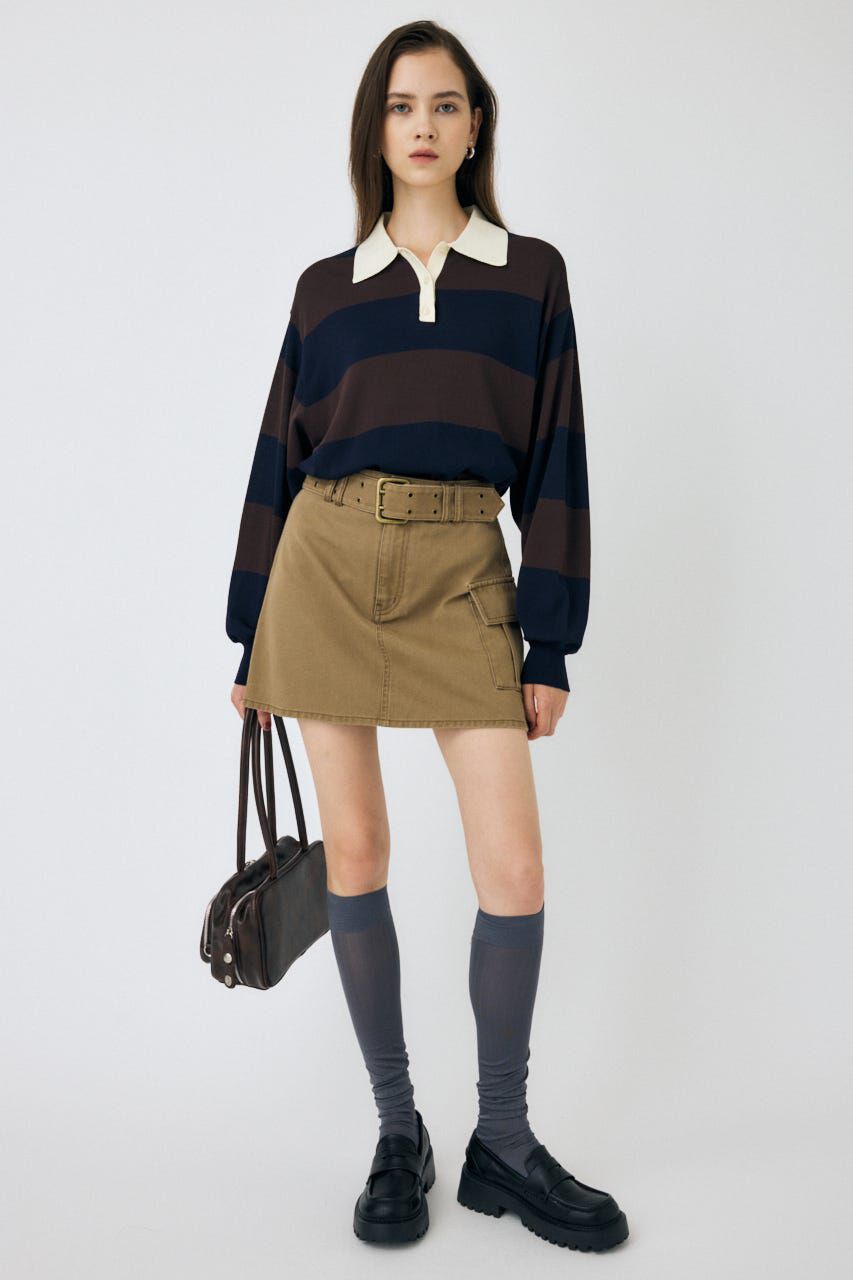 MOUSSY「BORDER KNIT ポロ」|ニット・セーター|