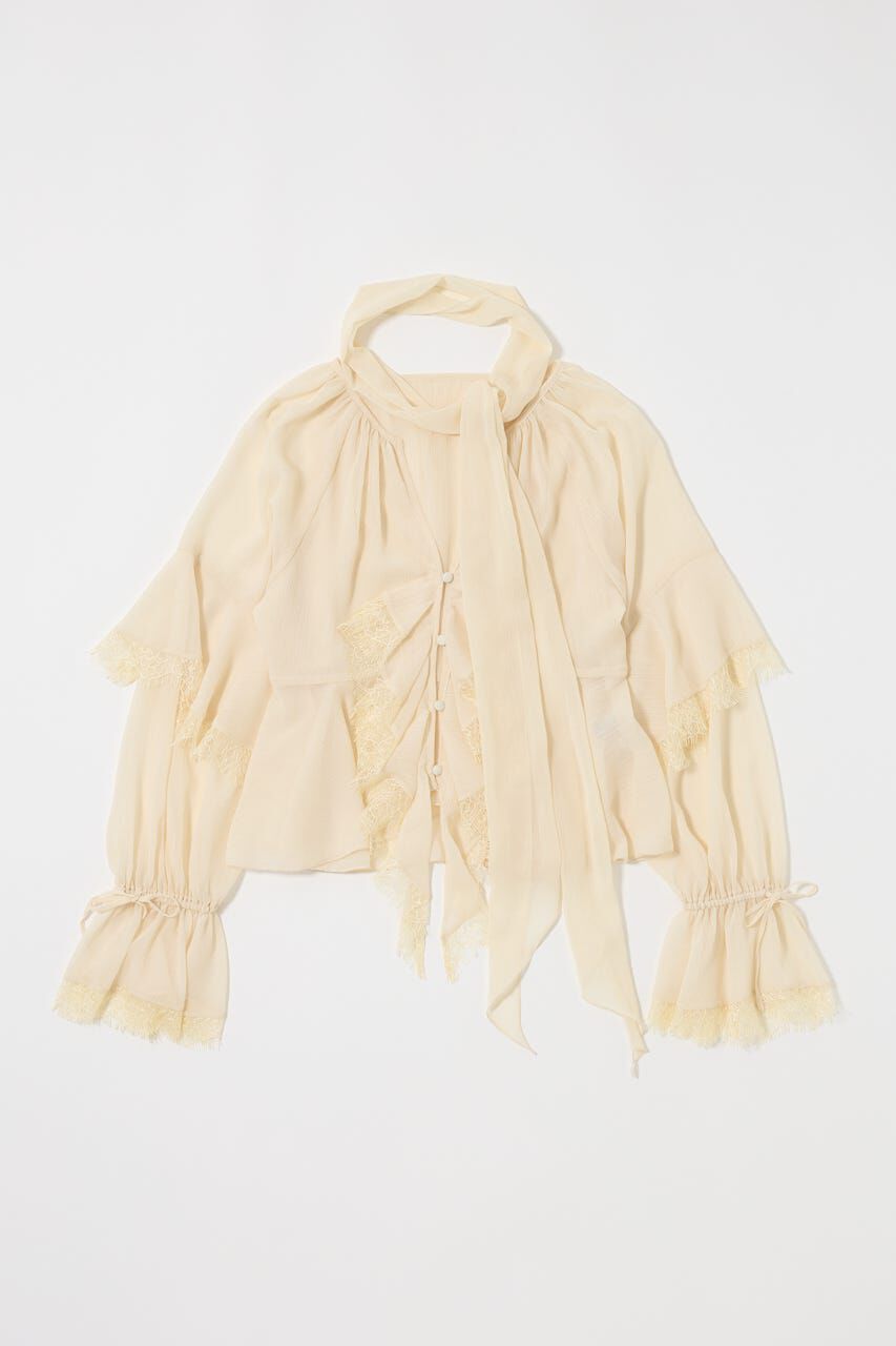 MOUSSY「LACE TRIM TIE ブラウス」|シャツ・ブラウス|