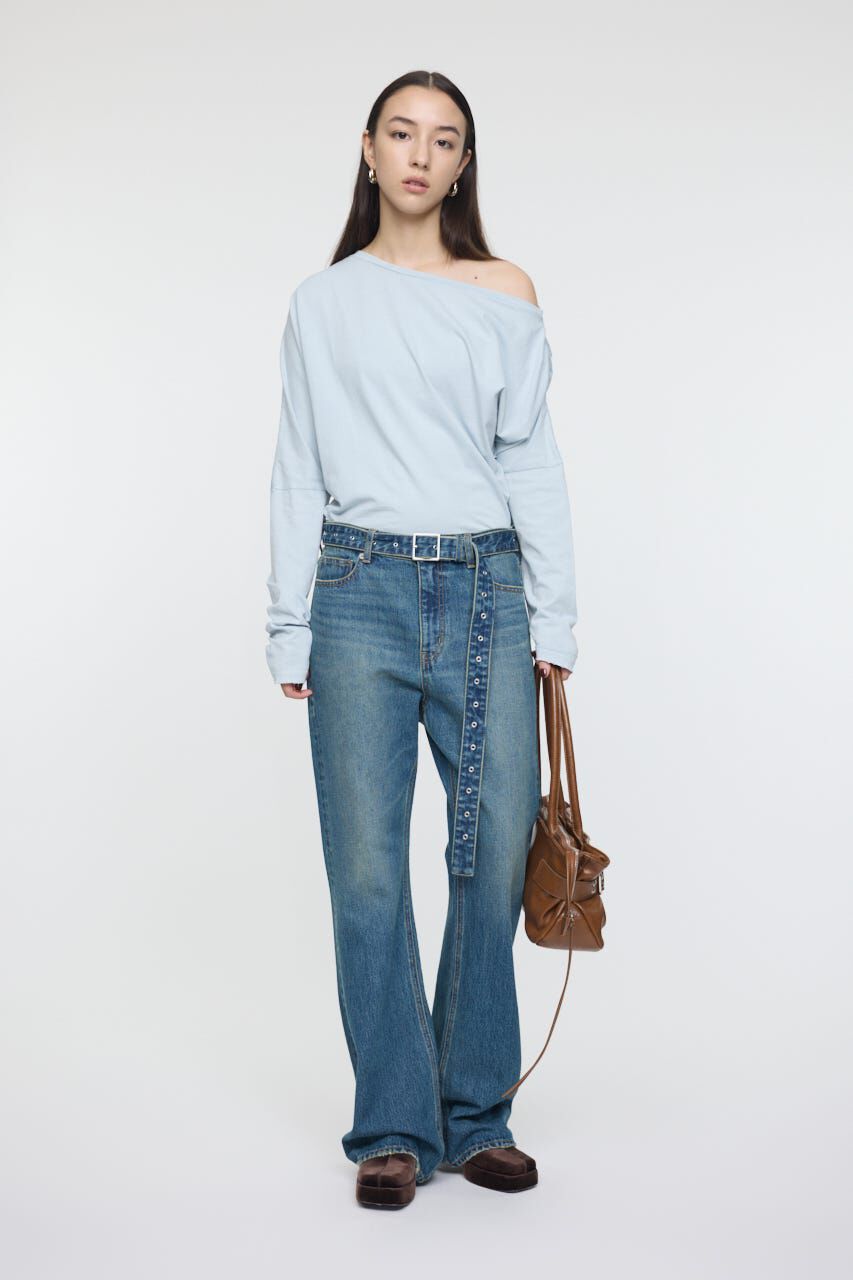 MOUSSY「OVER DYED ONE SHOULDER L/S TEE」|Tシャツ・カットソー|