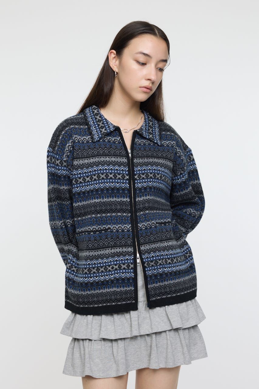MOUSSY「FAIR ISLE KNIT ジャケット」|カーディガン|