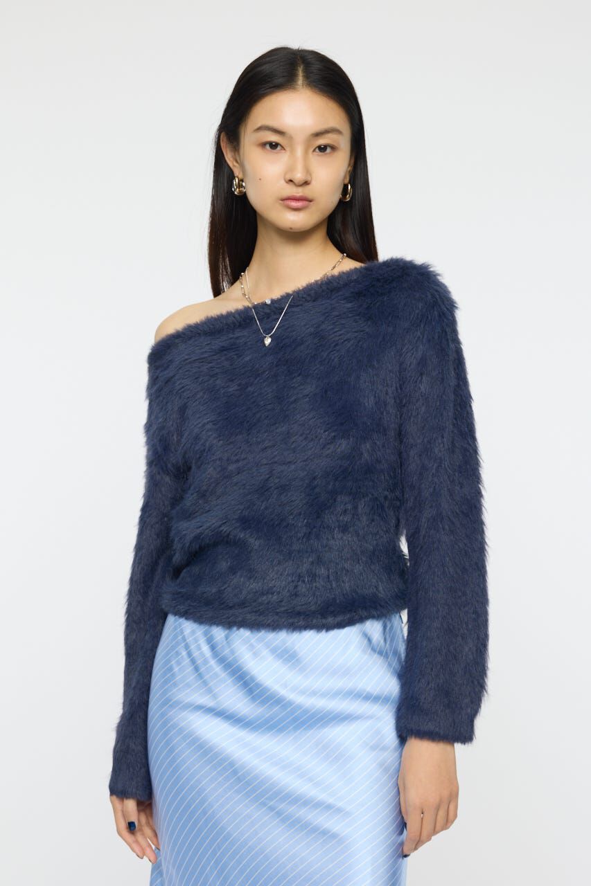 MOUSSY「FAUX FUR KNIT CROP トップス」|ニット・セーター|