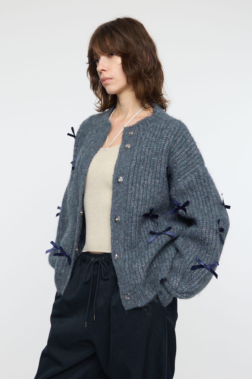 MOUSSY「RIBBON FANCY カーディガン」|カーディガン|NVY