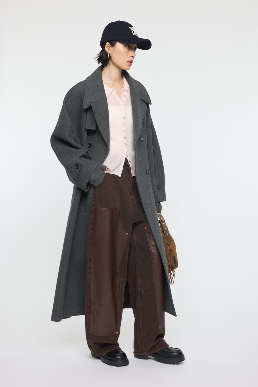 MOUSSY「F/LEATHER DOUBLE KNEE パンツ」|デニム|