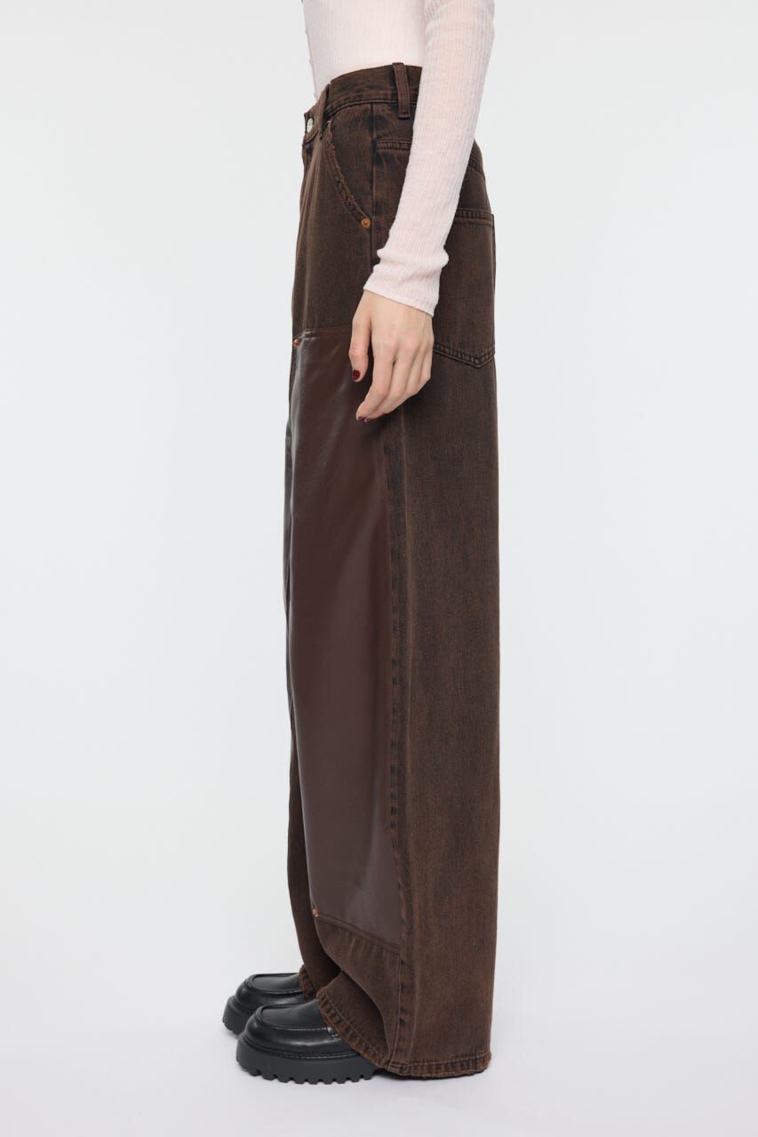 MOUSSY「F/LEATHER DOUBLE KNEE パンツ」|デニム|