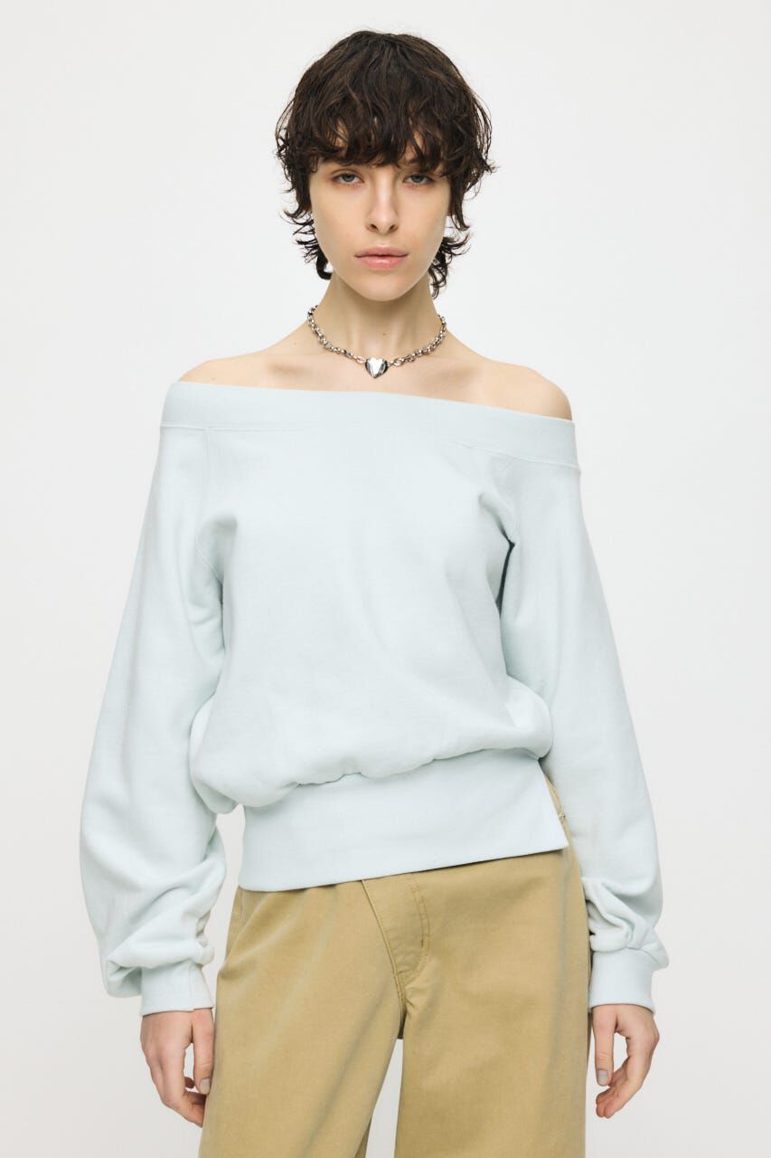 MOUSSY「SIDE SLIT OFF SHOULDER スウェット」|パーカー|L/BLU1