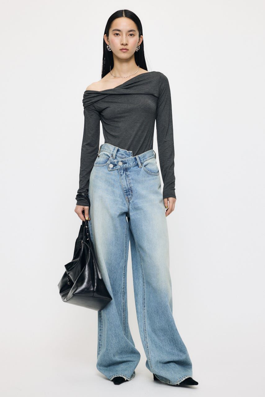 MOUSSY「CROSS WAIST WIDE ストレート」|デニム|