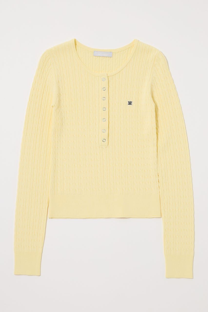 MOUSSY「HENRY NECK CABLE KNIT トップス」|ニット・セーター|L/YEL1