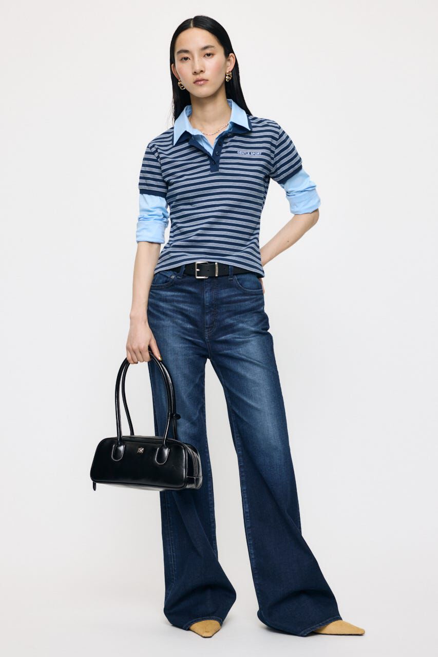MOUSSY「SHIRT SLEEVE STRIPED POLO Tシャツ」|Tシャツ・カットソー|