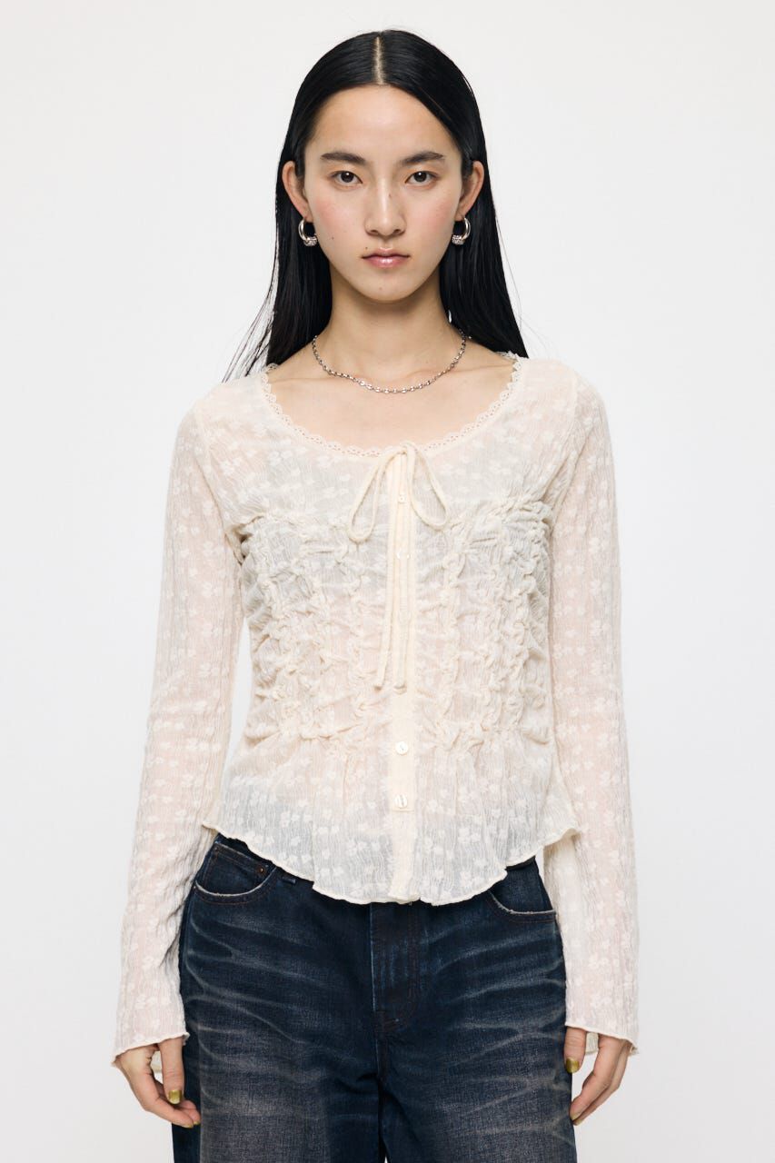 MOUSSY「SHIRRING LACE トップス」|Tシャツ・カットソー|