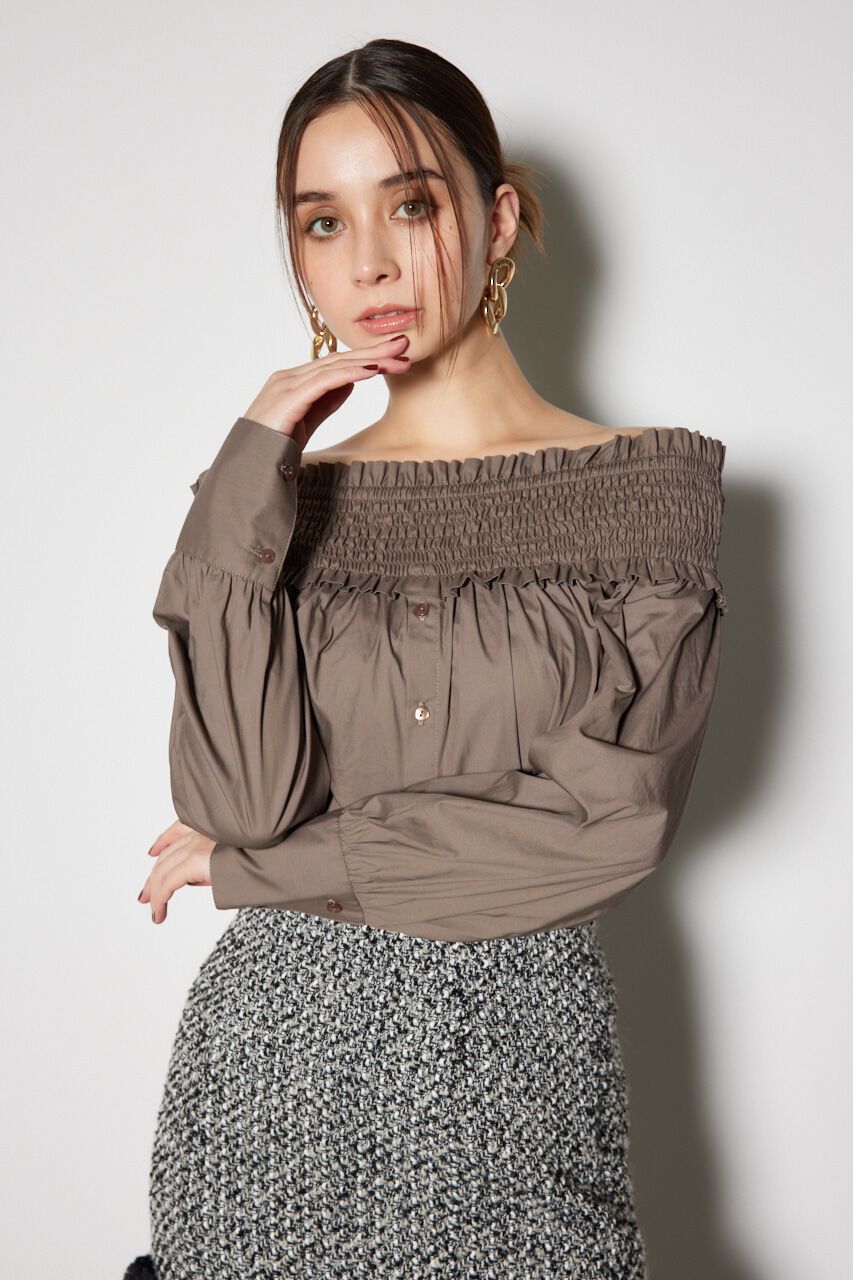 rienda「シャーリングオフショルトップス」|シャツ・ブラウス|BRN