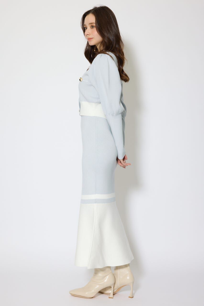 rienda「バイカラーカーデセットニットワンピース」|ワンピース|