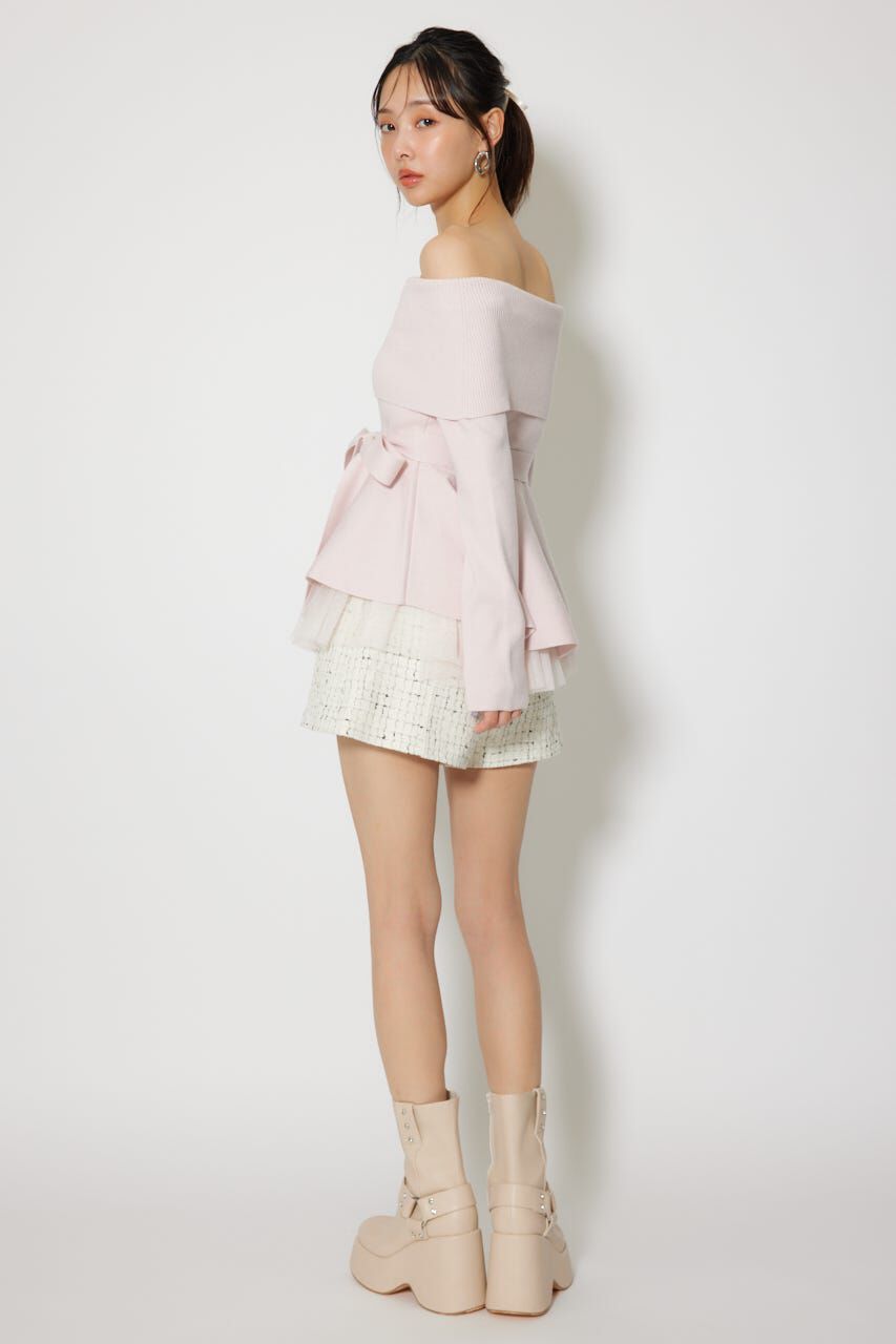rienda「チュールレイヤードペプラムニットトップス」|ニット・セーター|