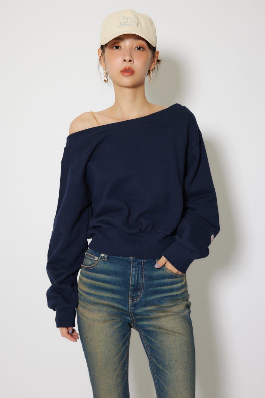 rienda「ワンショルダーボリュームスウェットトップス」|Tシャツ・カットソー|NVY