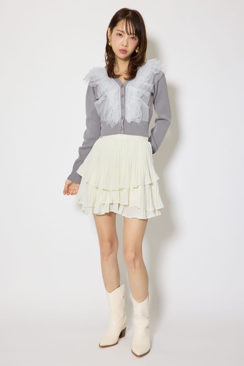 rienda「フリルチュールニットカーディガン」|Tシャツ・カットソー|