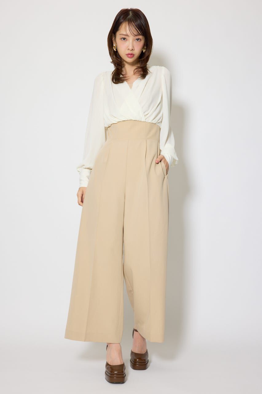 rienda「カシュクールデザインロンパース」|ワンピース|BEG