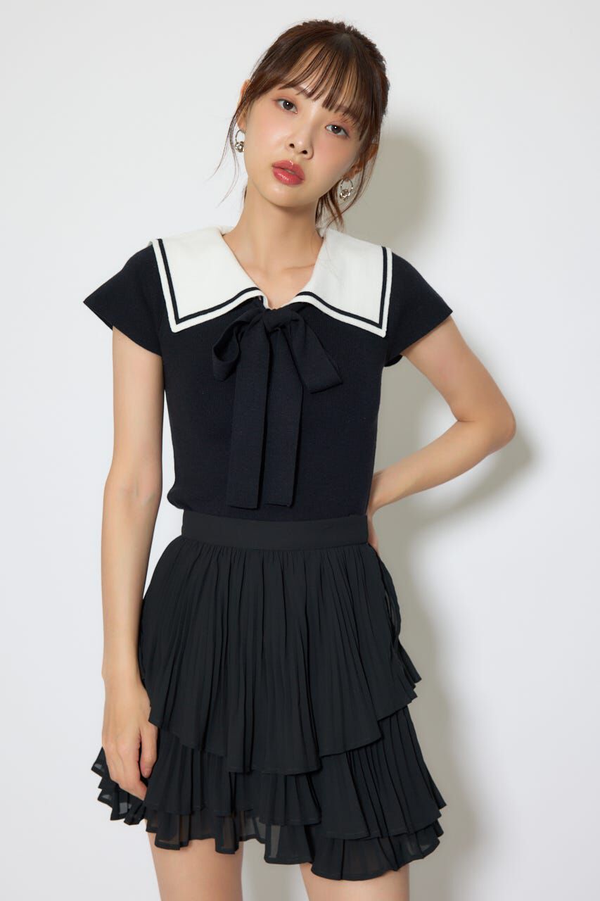 rienda「セーラーカラーデザインニットトップス」|ニット・セーター|