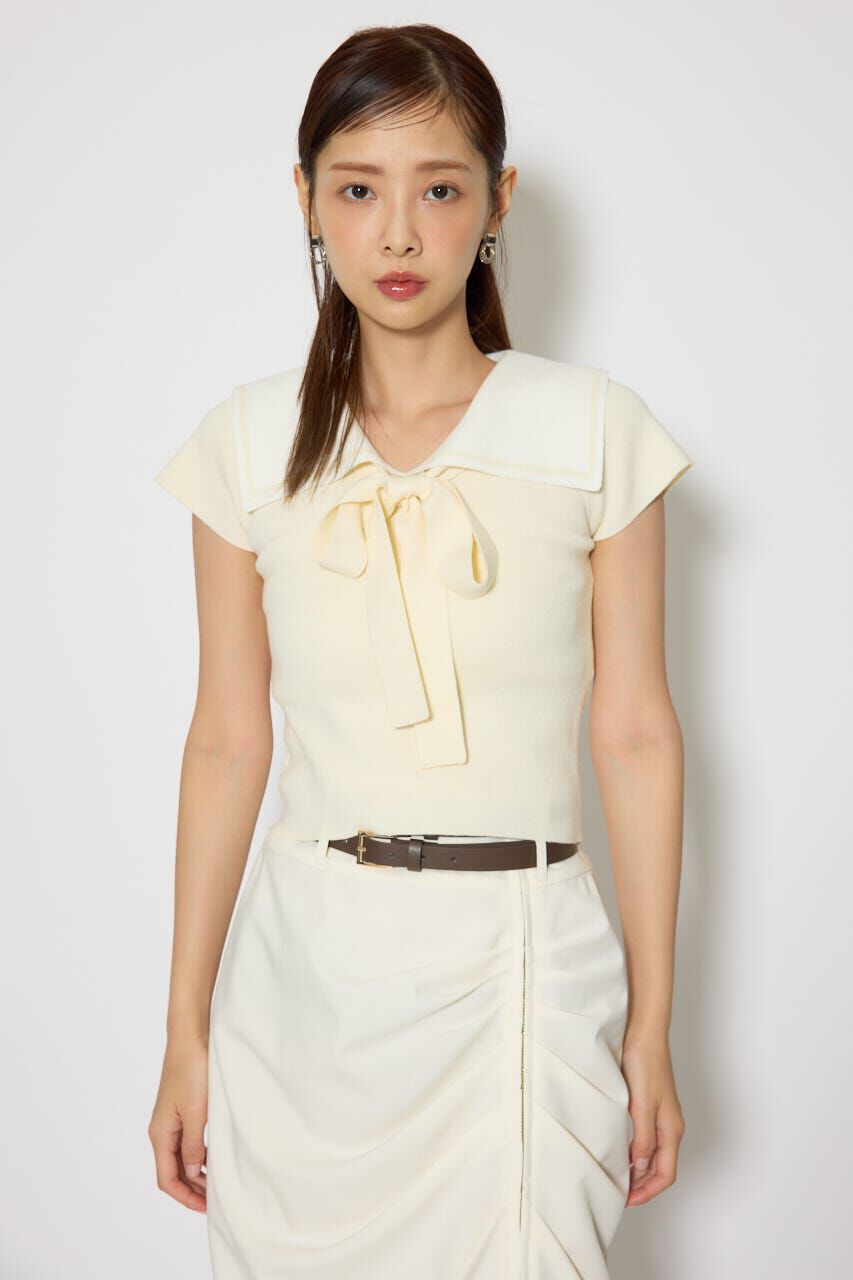 rienda「セーラーカラーデザインニットトップス」|ニット・セーター|