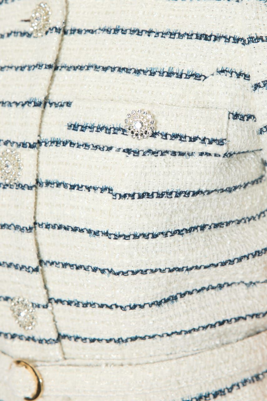 rienda「ノーカラーツイードペプラムジャケット」|その他|