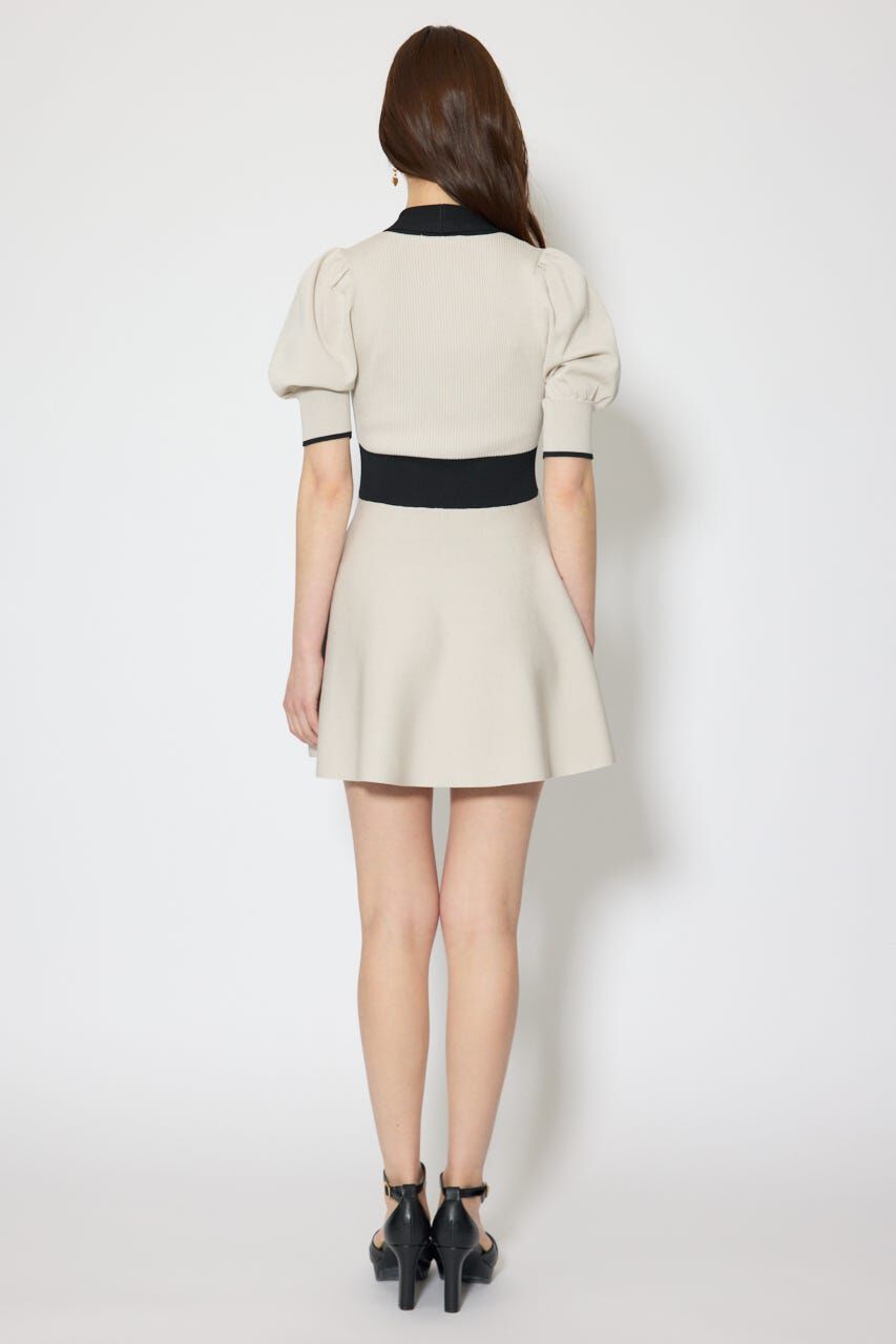 rienda「バイカラーパフスリーブミニニットワンピース」|ワンピース|