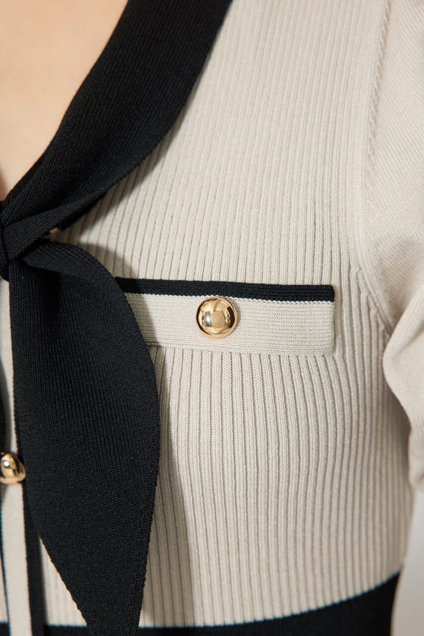 rienda「バイカラーパフスリーブタイトニットワンピース」|ワンピース|