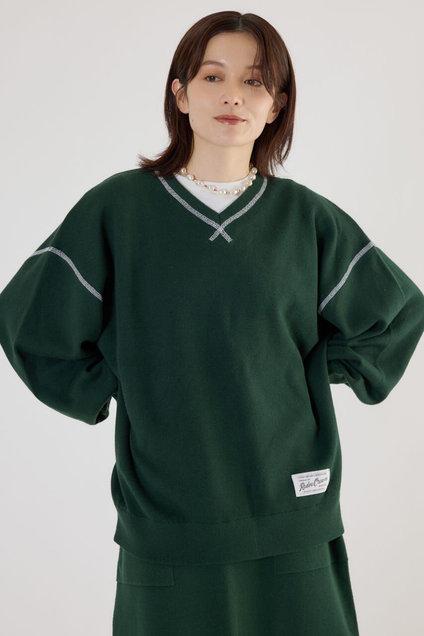 RODEO CROWNS「スウェットライク Vネックトップス」|ニット・セーター|D/GRN3