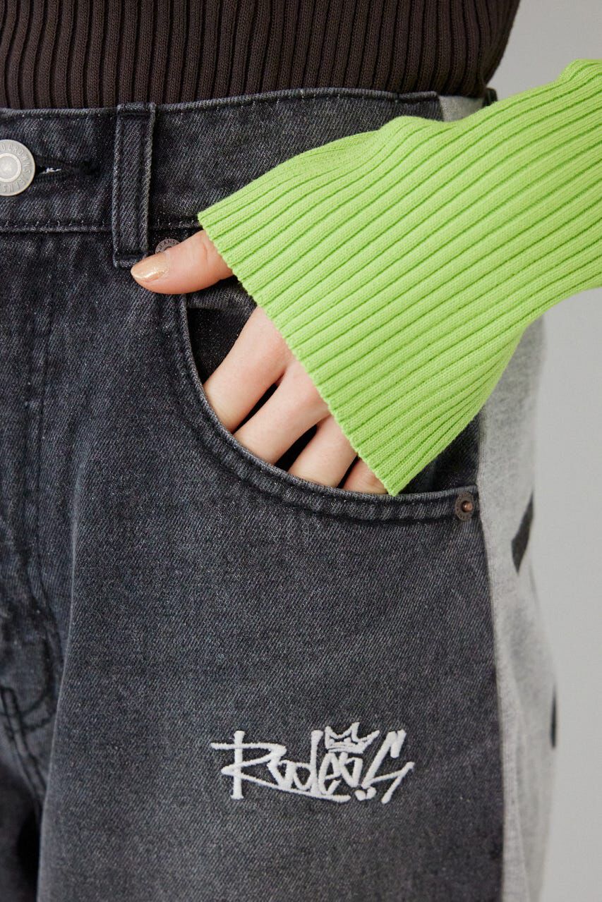 RODEO CROWNS「BIG sign logo コンビパンツ」|デニム|