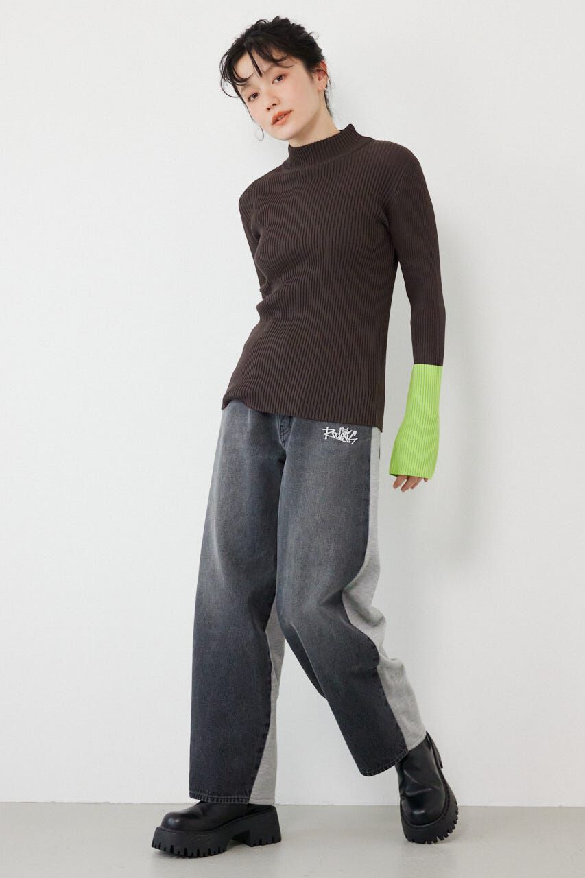 RODEO CROWNS「BIG sign logo コンビパンツ」|デニム|