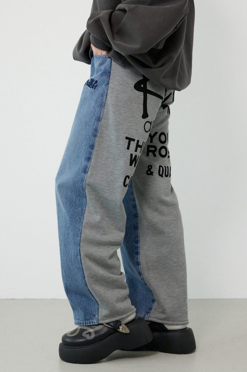 RODEO CROWNS「BIG sign logo コンビパンツ」|デニム|