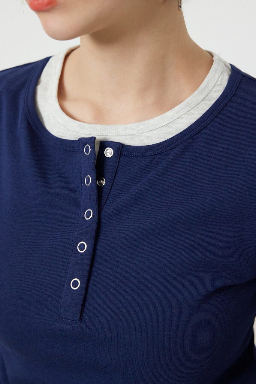 RODEO CROWNS「フェイクレイヤードヘンリーネックトップス」|Tシャツ・カットソー|