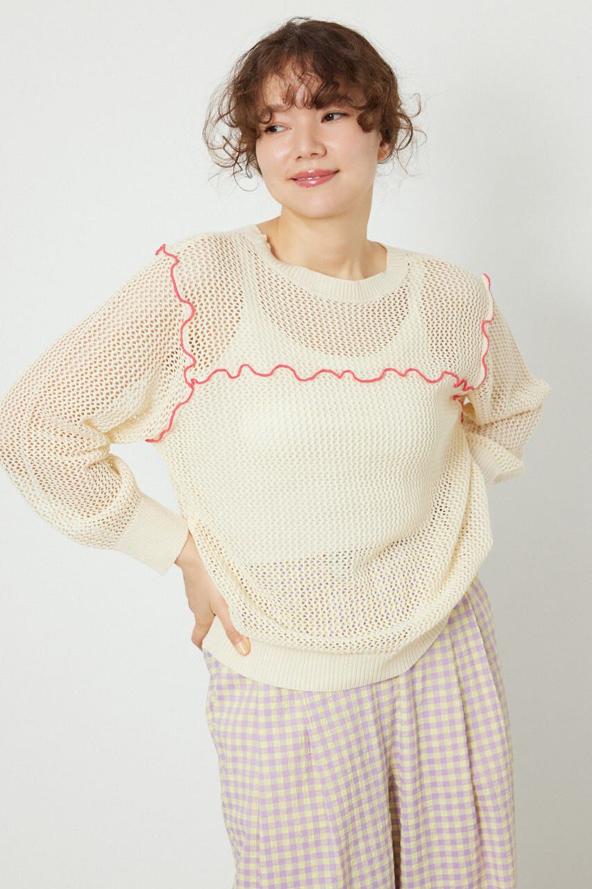 RODEO CROWNS「前後2WAYメローニットトップス」|ニット・セーター|O/WHT1