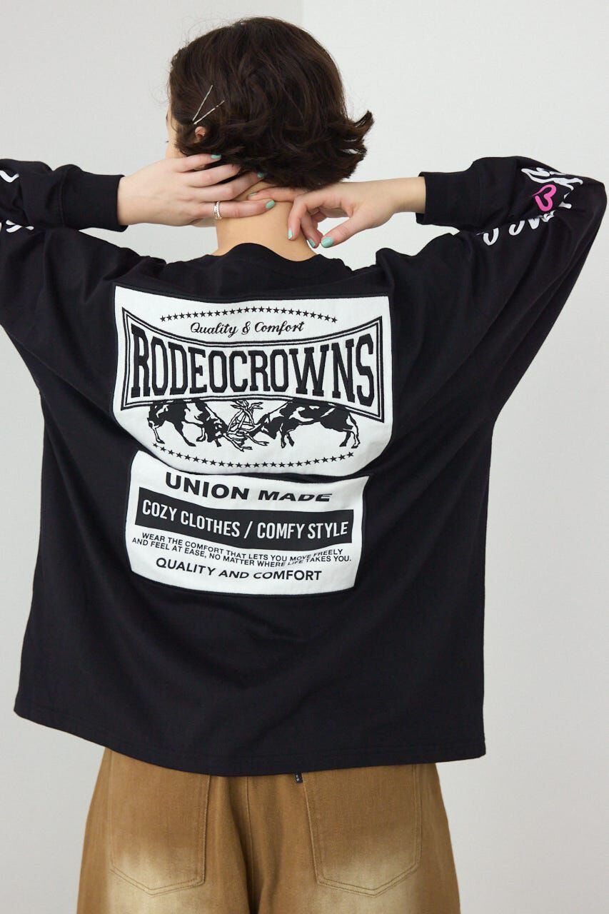 RODEO CROWNS「パッチデザインロングスリーブ Tシャツ」|Tシャツ・カットソー|BLK
