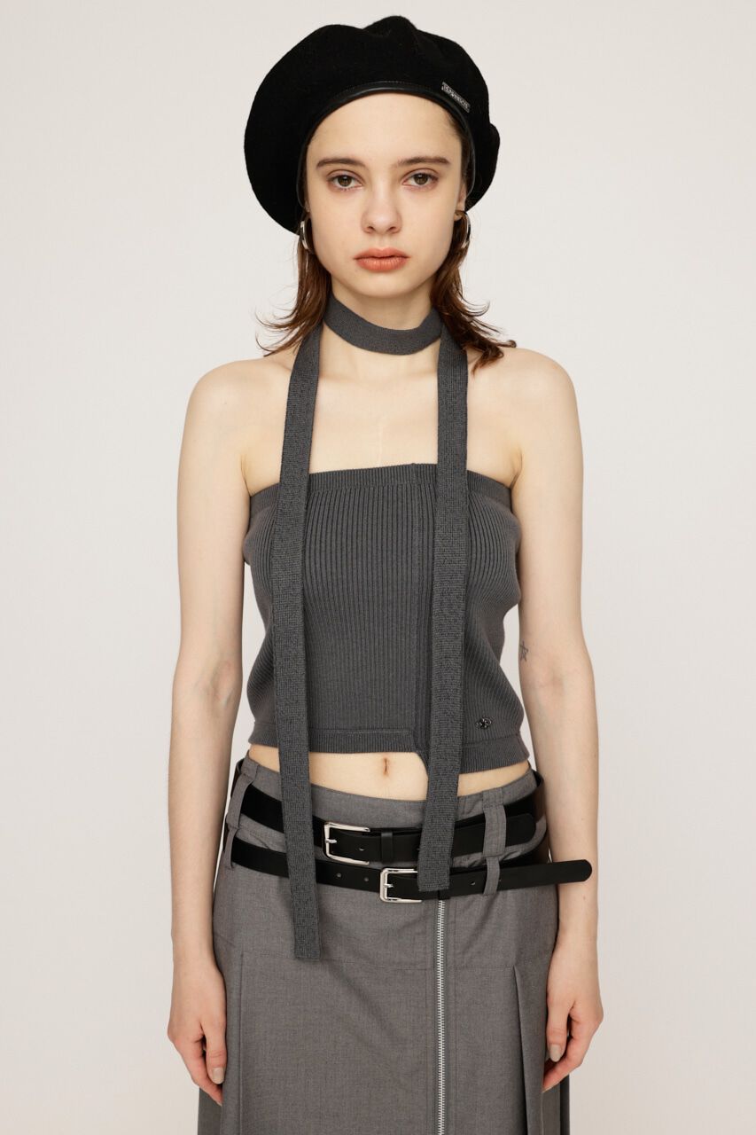 SLY「TIE SET BARE KNIT トップス」|チューブトップ|