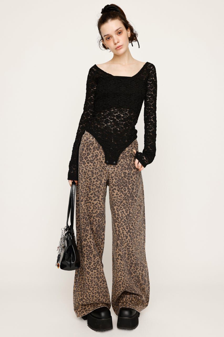 SLY「LEOPARD WIDE LEG PT-D」|デニム|