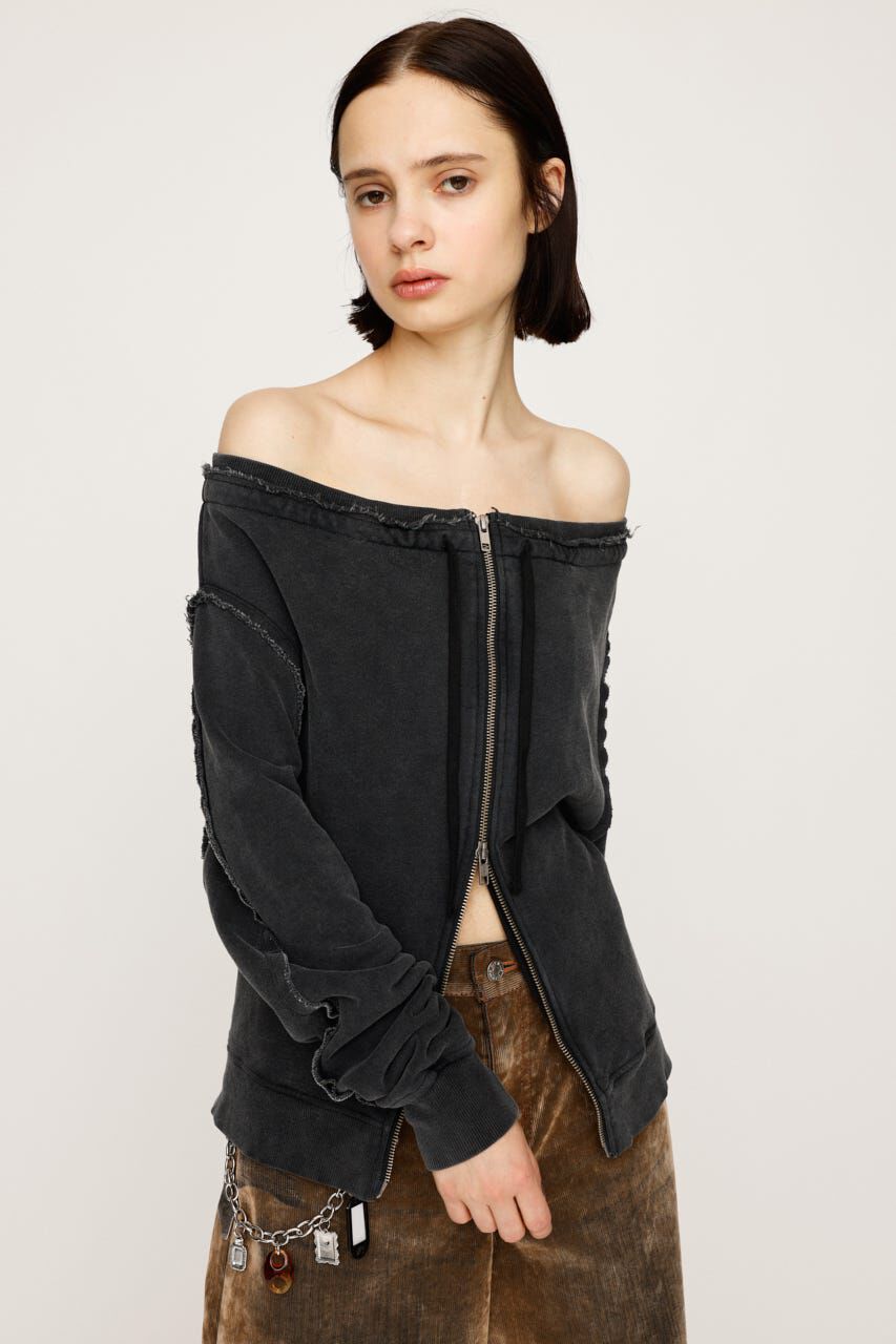 SLY「OFF SHOULDER SWEAT トップス」|パーカー|