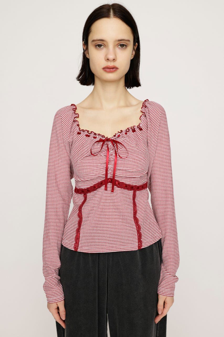 SLY「PLAID RIBBON CUT トップス」|Tシャツ・カットソー|